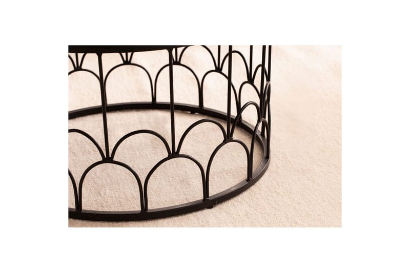 Sofabord Wohnling Massivt treverk rund 60 cm med moderne metallramme moderne - Møbler - Bord - Sofabord