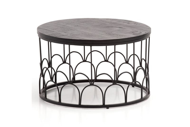 Sofabord Wohnling Massivt treverk rund 60 cm med moderne metallramme moderne - Møbler - Bord - Sofabord