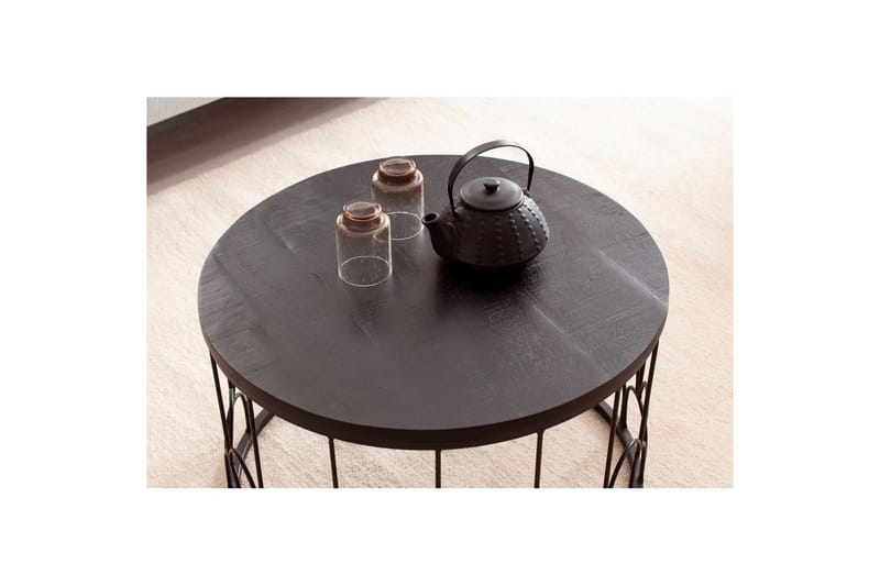 Sofabord Wohnling Massivt treverk rund 60 cm med moderne metallramme moderne - Møbler - Bord - Sofabord