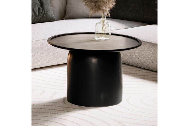 Sofabord Wohnling Massivt treverk rund 60 cm sylinderstil base klassisk moderne - Møbler - Bord - Sofabord