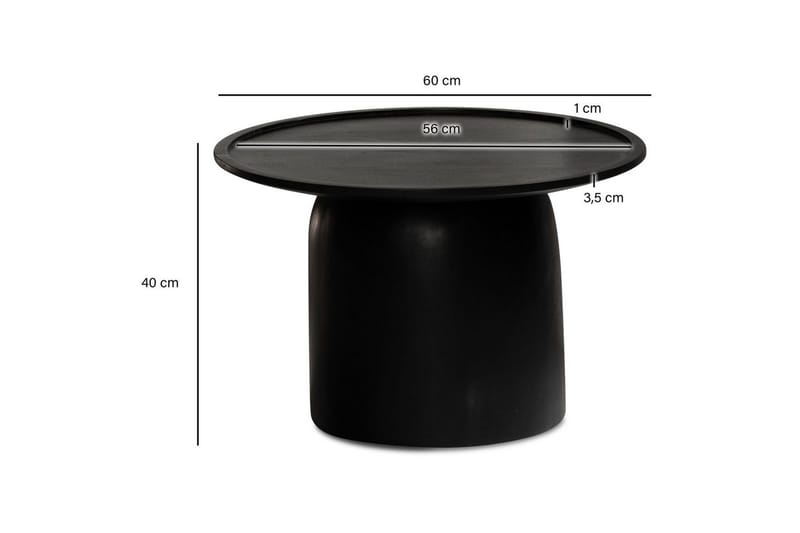 Sofabord Wohnling Massivt treverk rund 60 cm sylinderstil base klassisk moderne - Møbler - Bord - Sofabord