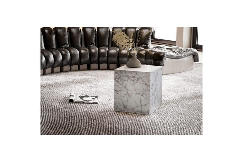 Sofabord Wohnling MONOBLOC marmorlook 40x40x45 cm, moderne stil Marmor Hvit - Marmor Hvit - Møbler - Bord - Sofabord