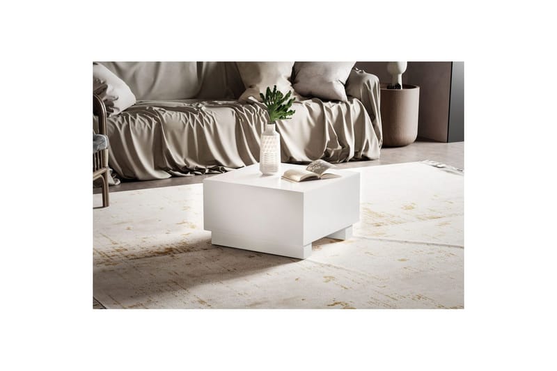 Sofabord Wohnling MONOBLOC moderne look, 60x60x35 cm, løperben Hvit - Hvit - Møbler - Bord - Sofabord
