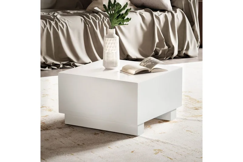 Sofabord Wohnling MONOBLOC moderne look, 60x60x35 cm, løperben Hvit - Hvit - Møbler - Bord - Sofabord