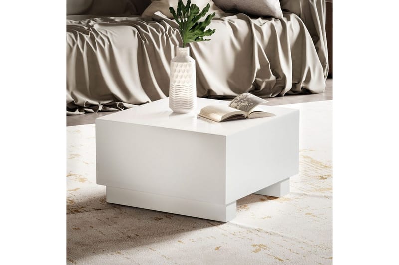 Sofabord Wohnling MONOBLOC moderne look, 60x60x35 cm, løperben Hvit - Hvit - Møbler - Bord - Sofabord