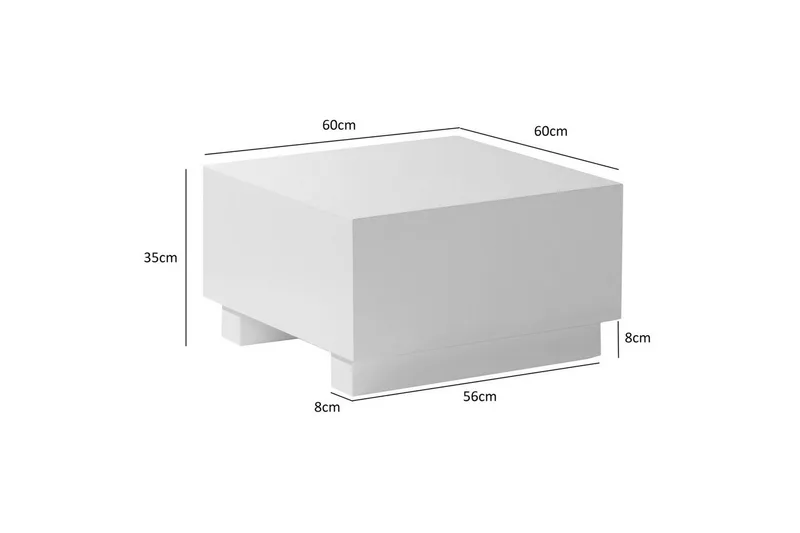 Sofabord Wohnling MONOBLOC moderne look, 60x60x35 cm, løperben Hvit - Hvit - Møbler - Bord - Sofabord