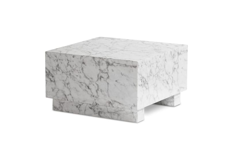 Sofabord Wohnling MONOBLOC moderne look, 60x60x35 cm, løperben Marmor Hvit - Marmor Hvit - Møbler - Bord - Sofabord