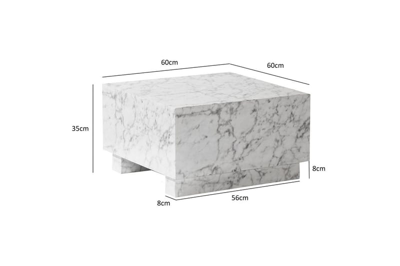 Sofabord Wohnling MONOBLOC moderne look, 60x60x35 cm, løperben Marmor Hvit - Marmor Hvit - Møbler - Bord - Sofabord