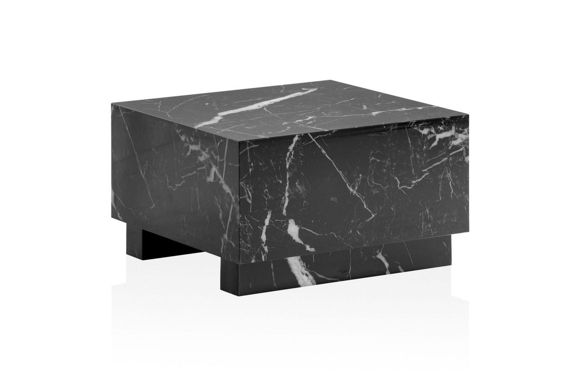 Sofabord Wohnling MONOBLOC moderne look, 60x60x35 cm, løperben Svart marmor - Svart marmor