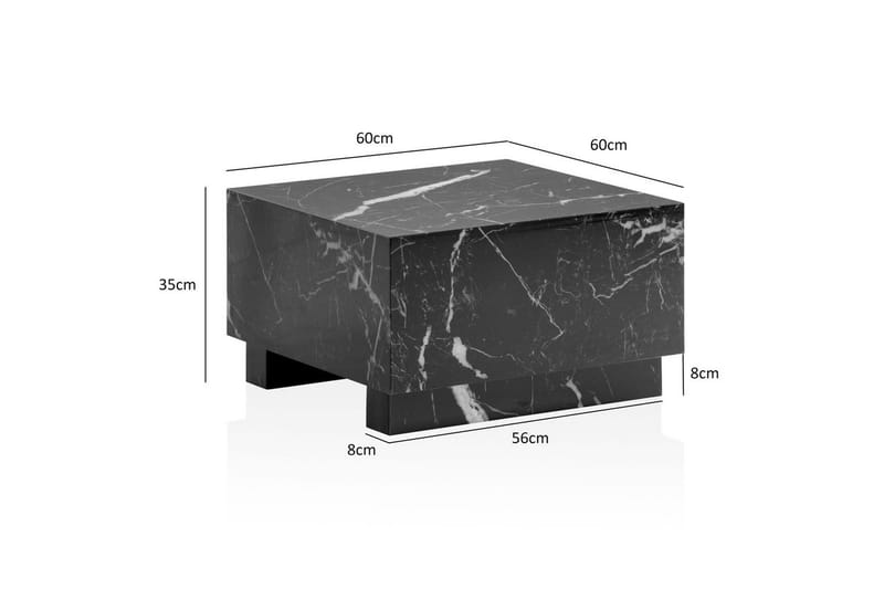 Sofabord Wohnling MONOBLOC moderne look, 60x60x35 cm, løperben Svart marmor - Svart marmor - Møbler - Bord - Sofabord