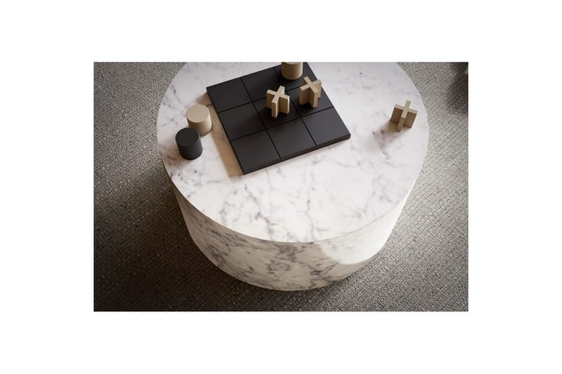 Sofabord Wohnling MONOBLOC rund 60 cm, moderne stil Marmor Hvit - Marmor Hvit - Møbler - Bord - Sofabord