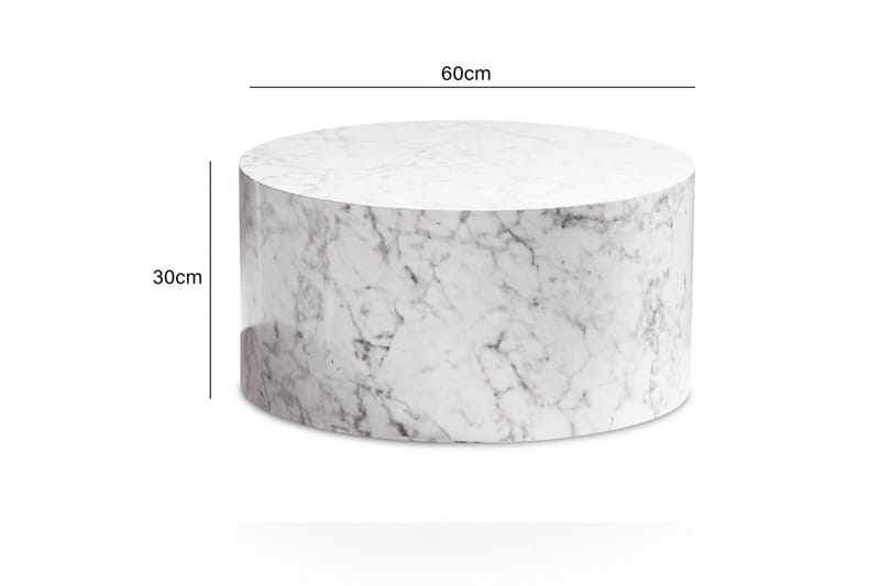 Sofabord Wohnling MONOBLOC rund 60 cm, moderne stil Marmor Hvit - Marmor Hvit - Møbler - Bord - Sofabord