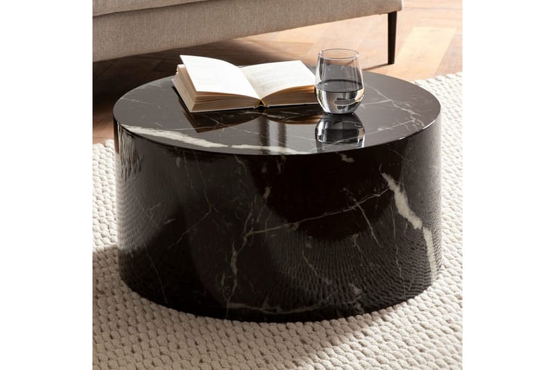 Sofabord Wohnling MONOBLOC rund 60 cm, moderne stil Svart marmor - Svart marmor - Møbler - Bord - Sofabord