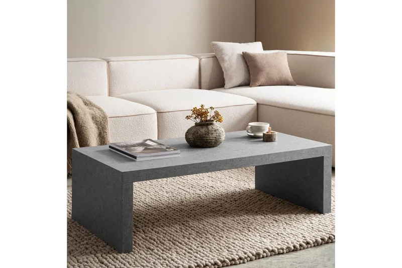 Sofabord Wohnling rektangulær 110 cm, steinoptikk, moderne utseende Grå - Grå - Møbler - Bord - Sofabord