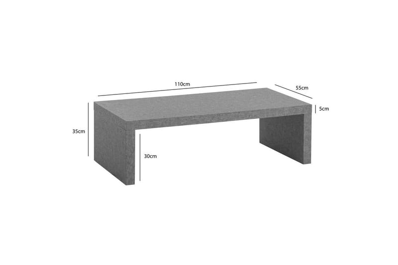 Sofabord Wohnling rektangulær 110 cm, steinoptikk, moderne utseende Grå - Grå - Møbler - Bord - Sofabord