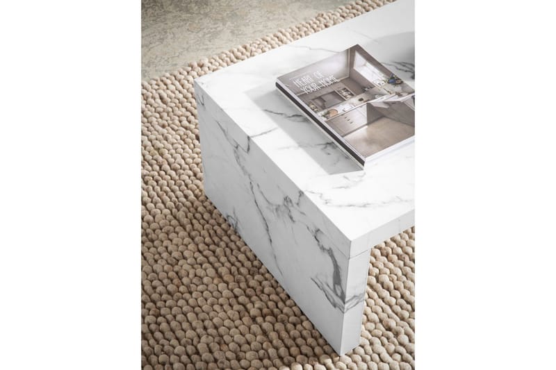 Sofabord Wohnling rektangulær 110 cm, steinoptikk, moderne utseende Marmor Hvit - Marmor Hvit - Møbler - Bord - Sofabord