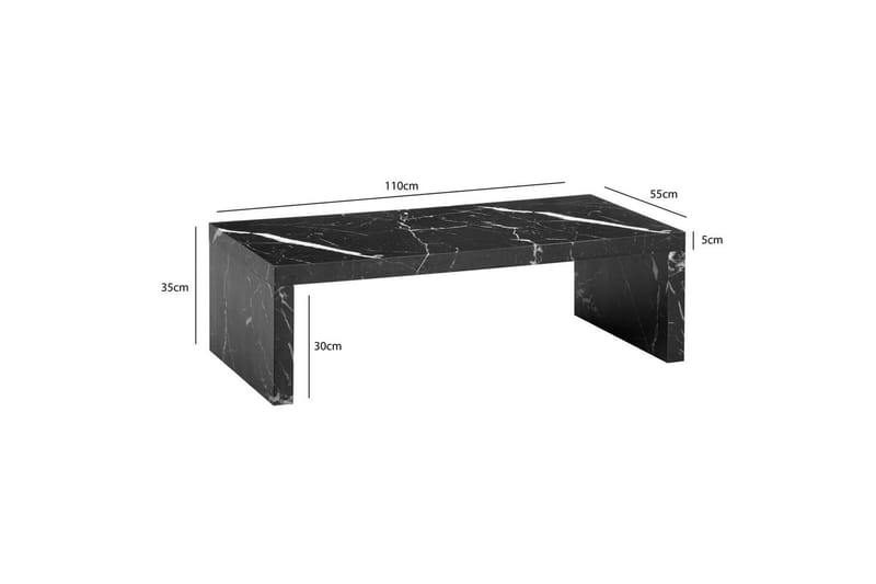 Sofabord Wohnling rektangulær 110 cm, steinoptikk, moderne utseende Svart marmor - Svart marmor - Møbler - Bord - Sofabord