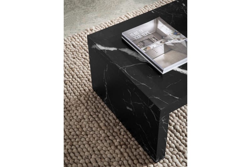 Sofabord Wohnling rektangulær 110 cm, steinoptikk, moderne utseende Svart marmor - Svart marmor - Møbler - Bord - Sofabord
