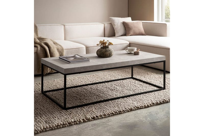 Sofabord Wohnling rektangulær 120 cm, steinoptikk, moderne utseende Beige - Beige - Møbler - Bord - Sofabord