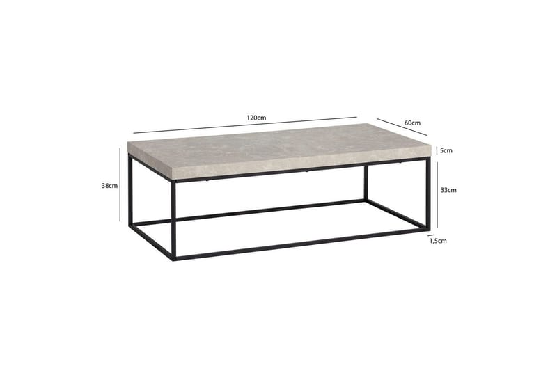 Sofabord Wohnling rektangulær 120 cm, steinoptikk, moderne utseende Beige - Beige - Møbler - Bord - Sofabord