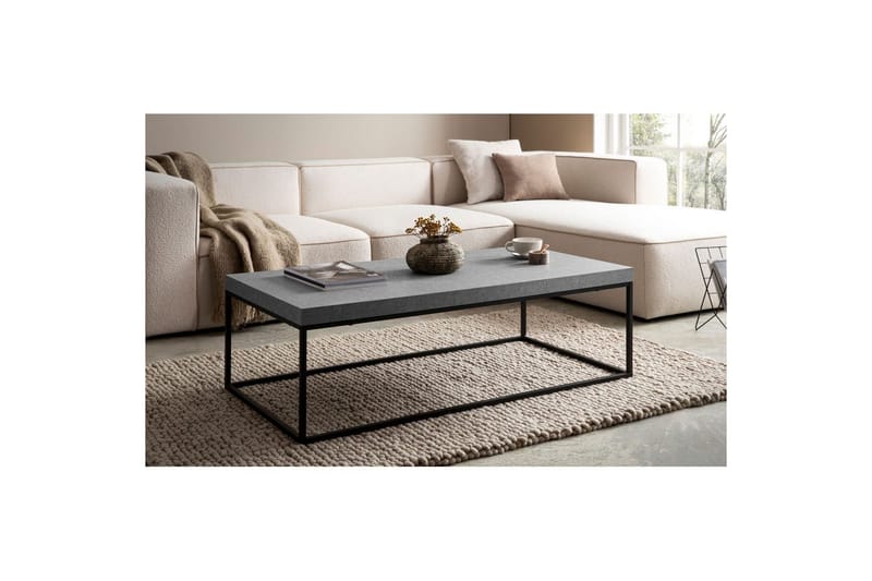 Sofabord Wohnling rektangulær 120 cm, steinoptikk, moderne utseende Grå - Grå - Møbler - Bord - Sofabord