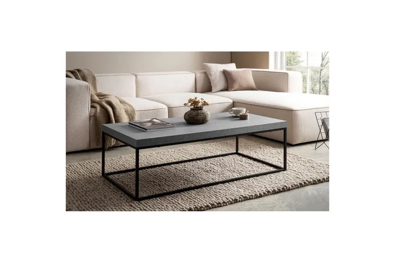 Sofabord Wohnling rektangulær 120 cm, steinoptikk, moderne utseende Grå - Grå - Møbler - Bord - Sofabord