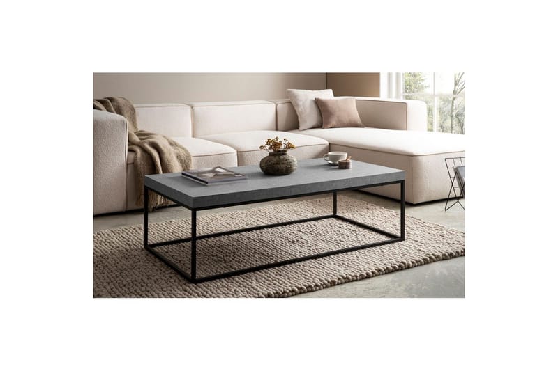 Sofabord Wohnling rektangulær 120 cm, steinoptikk, moderne utseende Grå - Grå - Møbler - Bord - Sofabord