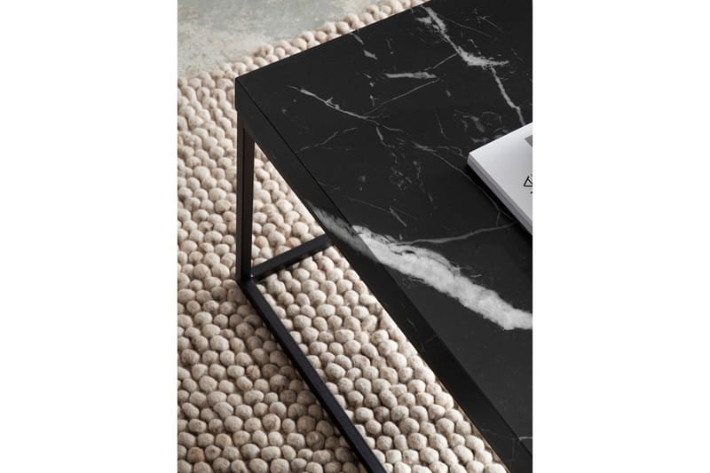 Sofabord Wohnling rektangulær 120 cm, steinoptikk, moderne utseende Svart marmor - Svart marmor - Møbler - Bord - Sofabord