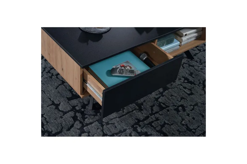 Sofabord Wohnling Rektangulær MDF, eikeutseende med stor skuffebakke, moderne utseende - Møbler - Bord - Sofabord