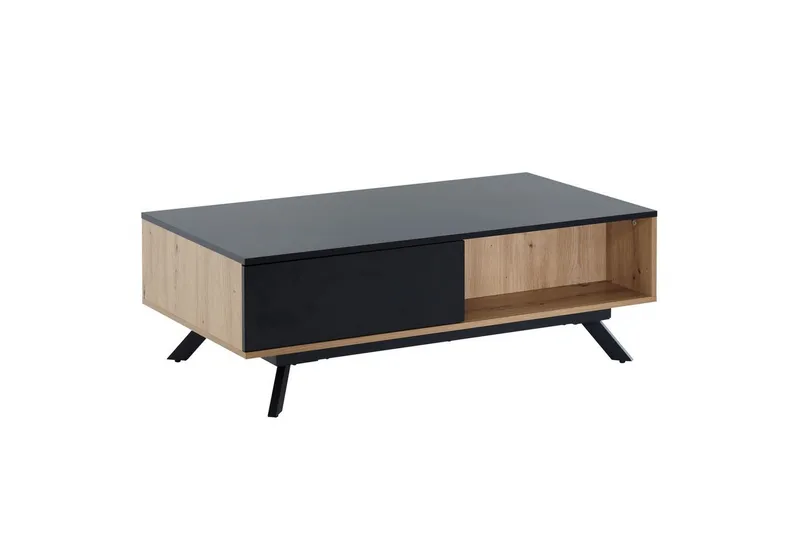 Sofabord Wohnling Rektangulær MDF, eikeutseende med stor skuffebakke, moderne utseende, undefined