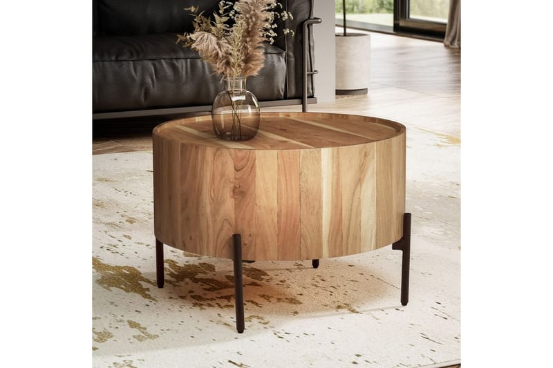 Sofabord Wohnling Rund 60 cm Massivt Tre Skandinavisk Stil - Møbler - Bord - Sofabord