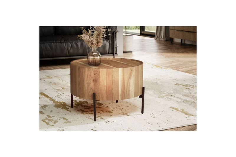 Sofabord Wohnling Rund 60 cm Massivt Tre Skandinavisk Stil - Møbler - Bord - Sofabord