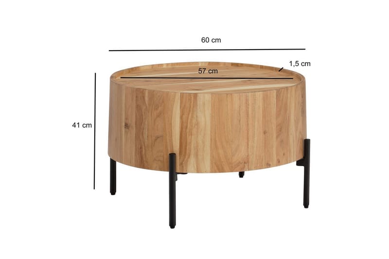 Sofabord Wohnling Rund 60 cm Massivt Tre Skandinavisk Stil - Møbler - Bord - Sofabord