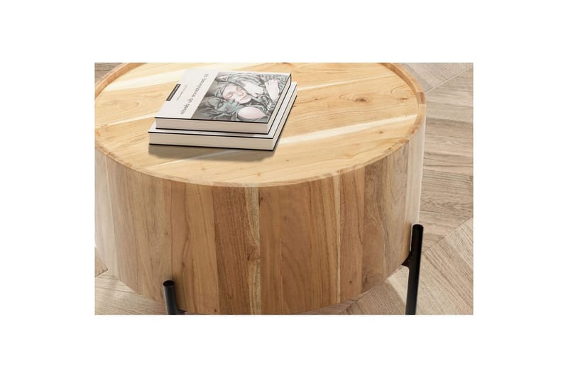 Sofabord Wohnling Rund 60 cm Massivt Tre Skandinavisk Stil - Møbler - Bord - Sofabord