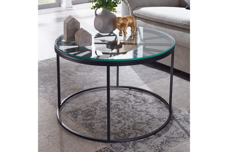 Sofabord Wohnling Rund 60 cm Sikkerhetsglass Klokkestil - Møbler - Bord - Sofabord
