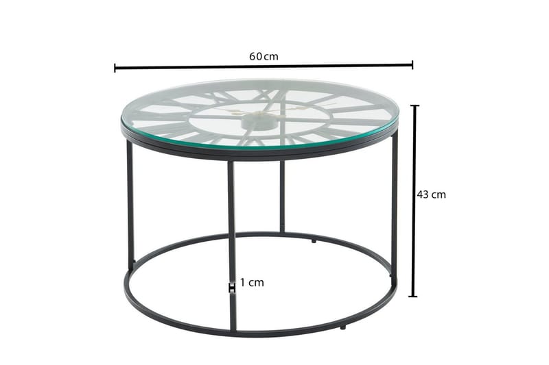 Sofabord Wohnling Rund 60 cm Sikkerhetsglass Klokkestil - Møbler - Bord - Sofabord
