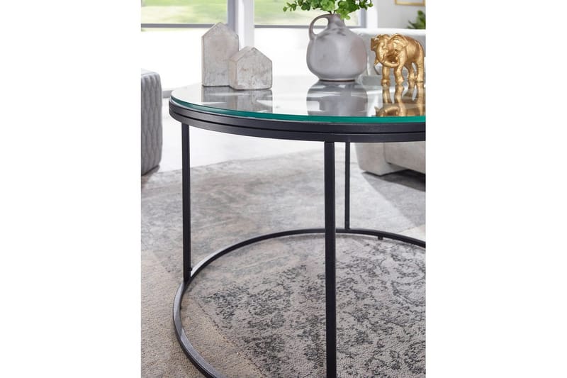 Sofabord Wohnling Rund 60 cm Sikkerhetsglass Klokkestil - Møbler - Bord - Sofabord