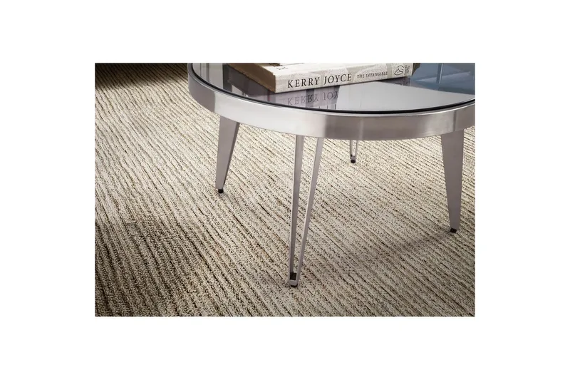 Sofabord Wohnling Rund 60 cm Sikkerhetsglass Matt Sølv 4 Beins Metallramme Moderne - Møbler - Bord - Sofabord