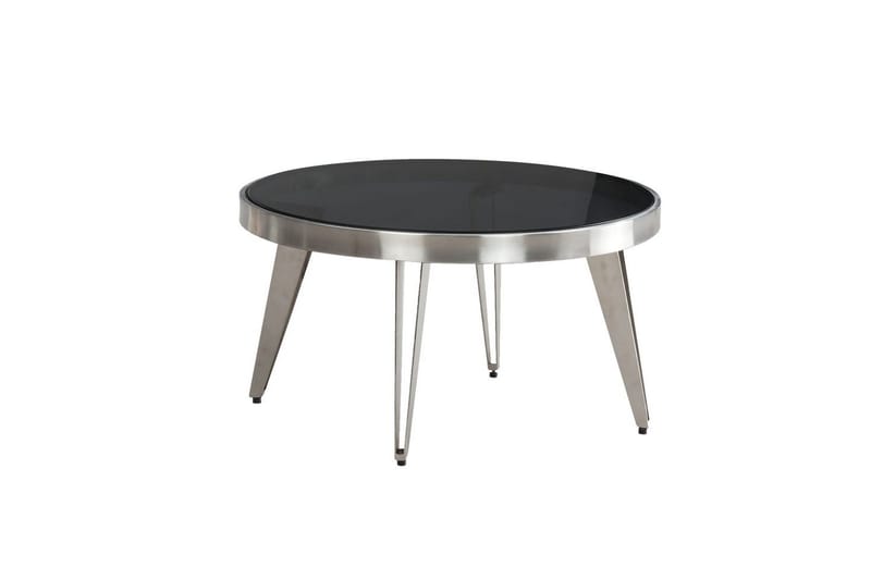 Sofabord Wohnling Rund 60 cm Sikkerhetsglass Matt Sølv 4 Beins Metallramme Moderne - Møbler - Bord - Sofabord