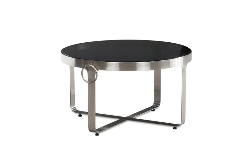 Sofabord Wohnling Rund 60 cm Sikkerhetsglass Matt Sølv Metallramme Moderne - Møbler - Bord - Sofabord