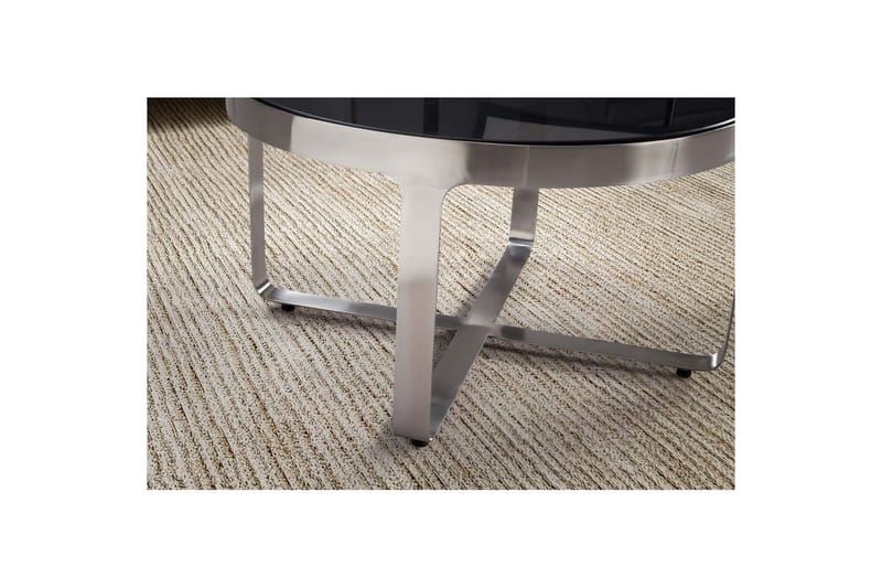 Sofabord Wohnling Rund 60 cm Sikkerhetsglass Matt Sølv Metallramme Moderne - Møbler - Bord - Sofabord