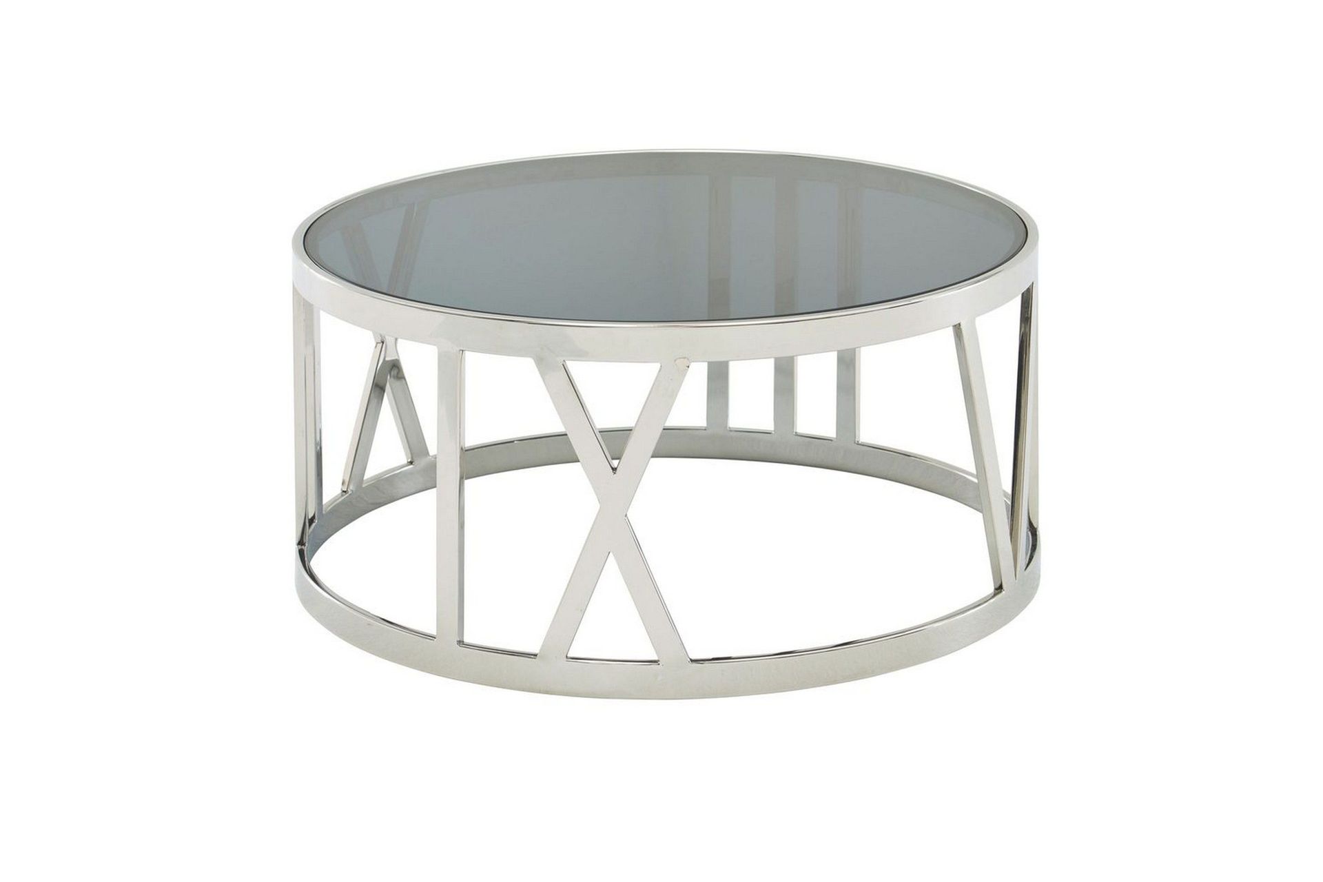 Sofabord Wohnling Rund 60 cm Sikkerhetsglass Romertall Krom Moderne -