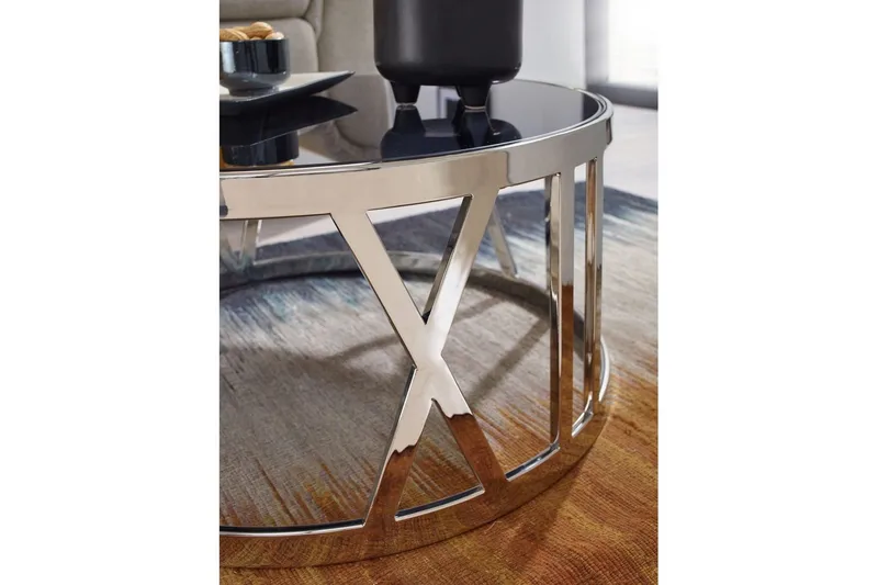 Sofabord Wohnling Rund 60 cm Sikkerhetsglass Romertall Krom Moderne - Møbler - Bord - Sofabord