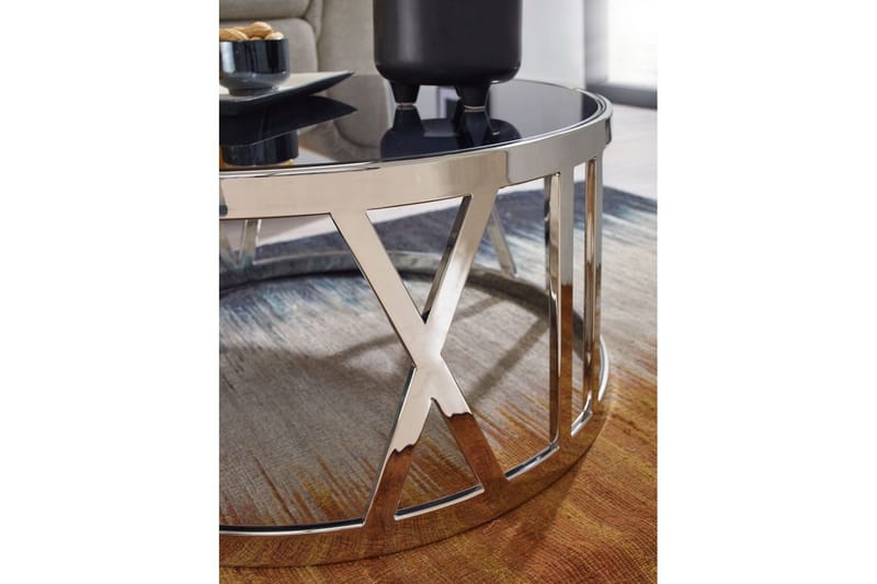 Sofabord Wohnling Rund 60 cm Sikkerhetsglass Romertall Krom Moderne - Møbler - Bord - Sofabord