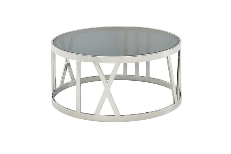 Sofabord Wohnling Rund 60 cm Sikkerhetsglass Romertall Krom Moderne - Møbler - Bord - Sofabord