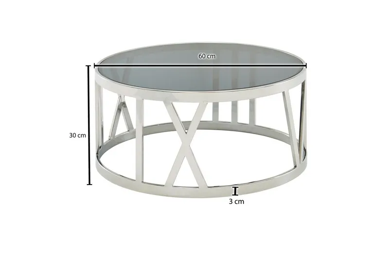 Sofabord Wohnling Rund 60 cm Sikkerhetsglass Romertall Krom Moderne - Møbler - Bord - Sofabord