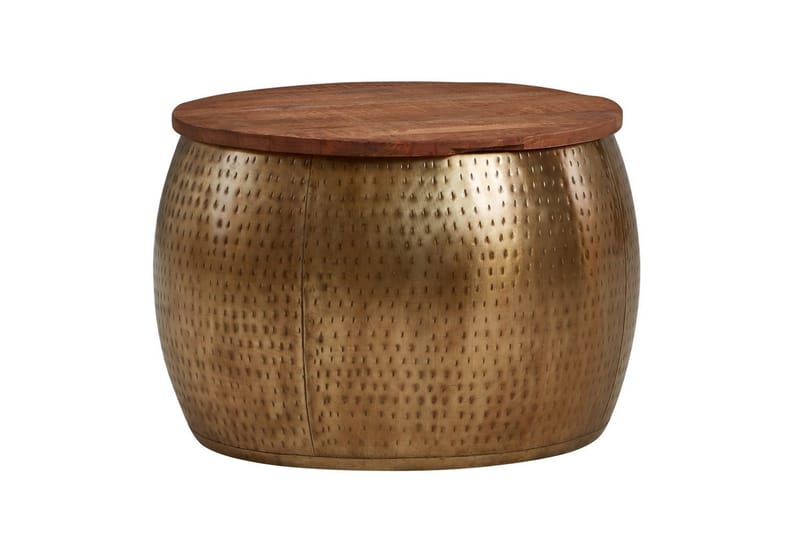 Sofabord Wohnling Rund diameter 60 cm lagringsplass solid bordplate landlig stil - Møbler - Bord - Sofabord