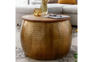 Sofabord Wohnling Rund diameter 60 cm lagringsplass solid bordplate landlig stil - Møbler - Bord - Sofabord