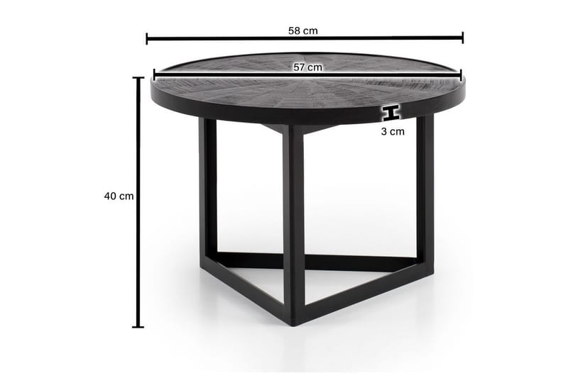 Sofabord Wohnling Rund heltre med steinfinish moderne metallramme - Møbler - Bord - Sofabord