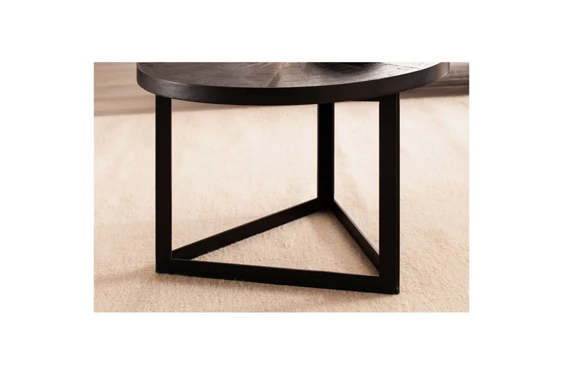 Sofabord Wohnling Rund heltre med steinfinish moderne metallramme - Møbler - Bord - Sofabord